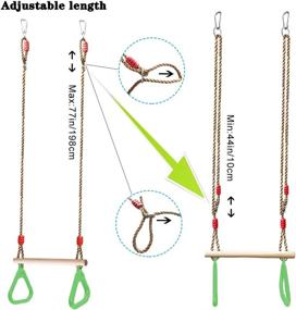 img 2 attached to 🌿 Green Flyzy Trapeze Swing Bar Rings for Swing Set with Locking Carabiners & Swing Hanging Straps – Indoor Jungle Gym Play Set and Outdoor Playground Equipment for Swingset, Ninja Line Backyard