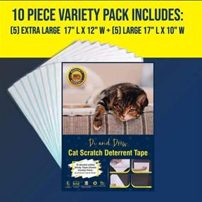 img 2 attached to 🐱 Di and Drew Cat Couch Protector: 10 Pack Anti-Scratch Tape + 5 Pack XL & 5 Pack Large Furniture Protectors from Cats - Clear Sticky Deterrent, No Pins or Residue