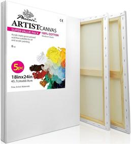 img 4 attached to 🎨 PHOENIX White Blank Cotton Stretched Canvas Artist Painting - 18x24 Inch / 5 Pack - Ideal for Oil & Acrylic Paints - Triple Primed & Durable