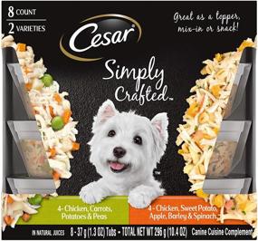 img 4 attached to Cesar Simply Crafted Adult Soft Wet Dog Food Meal Topper Variety Pack - Chicken, Carrot, Potato & Peas, Sweet Potato, Apple, Barley & Spinach - 16 Tubs