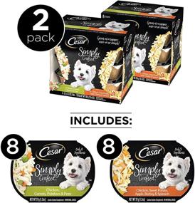 img 3 attached to Cesar Simply Crafted Adult Soft Wet Dog Food Meal Topper Variety Pack - Chicken, Carrot, Potato & Peas, Sweet Potato, Apple, Barley & Spinach - 16 Tubs