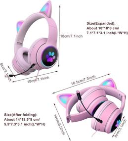 img 1 attached to RGB LED Gaming Headset Cat Ear Headphone with Microphone for Kids and Adults - Enhanced Stereo Sound, Over-Ear Glowing Gaming Headsets