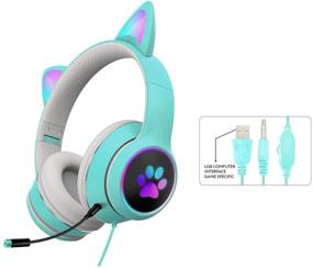 img 3 attached to RGB LED Gaming Headset Cat Ear Headphone with Microphone for Kids and Adults - Enhanced Stereo Sound, Over-Ear Glowing Gaming Headsets