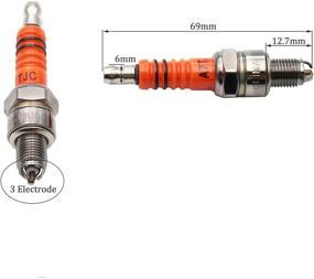 img 3 attached to Cкутер GY6 50cc 150cc Свеча зажигания - PRO BAT, 2 шт. высокопроизводительная свеча зажигания с 3 электродами A7TC A7TJC для скутеров GY6 50-125cc, квадроциклов ATV - оранжевого цвета