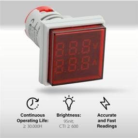 img 1 attached to 🔴 Shopcorp AD101-22VAMS Model: Square Panel Red 3 Pack - Digital LED Voltmeter & Ammeter Multimeter for AC Voltage and Current Monitoring