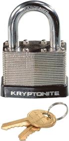 img 1 attached to Silver/Black Kryptonite Laminated Steel Key Padlock for Bicycles (44mm)