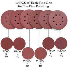 img 2 attached to High Performance 5-Inch 8-Hole Hook and Loop Sanding Discs - 600/800/1000/1200/1500/2000 Fine Grits Sandpaper for Random Orbit Sander - 60-Pack