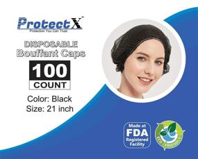 img 2 attached to 🧢 Прозрачные одноразовые буфанты ProtectX: 21" Черные сеточки для волос (100 шт) - Сетка для защиты волос для полной защиты.