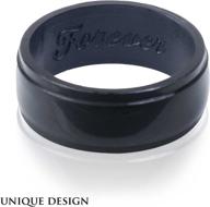 🎩 men's elegant glossy silicone wedding band - thin, comfortable, durable rubber ring. comes with gift bag and silicone keychain. logo