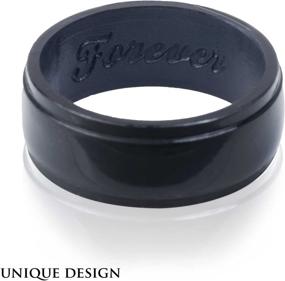 img 4 attached to 🎩 Men's Elegant Glossy Silicone Wedding Band - Thin, Comfortable, Durable Rubber Ring. Comes with Gift Bag and Silicone Keychain.