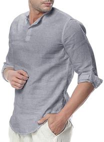 img 4 attached to 👕 Cotton Henley Sleeve T Shirt for Men - WULFUL's Clothing Collection in Shirts