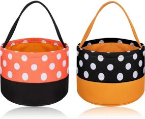 img 4 attached to 🎃 Halloween Candy Buckets: 2-Piece Trick or Treat Bags in Fabric Tote Gift Bags, 2 Styles