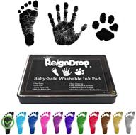 reigndrop ink pad for baby footprint and handprint | create stunning keepsake stamps | non-toxic, acid-free ink, easy to wipe off skin | smudge-proof, long-lasting keepsakes (black) logo