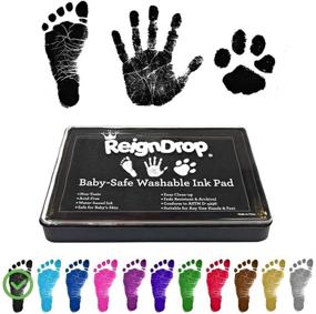 img 4 attached to ReignDrop Ink Pad for Baby Footprint and Handprint | Create Stunning Keepsake Stamps | Non-Toxic, Acid-Free Ink, Easy to Wipe Off Skin | Smudge-Proof, Long-Lasting Keepsakes (Black)