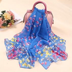 img 2 attached to Acotavie Chiffon Scarf for Women - Lightweight Fashion Floral Print Scarf, Ideal Shawl for Ladies and Girls