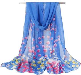 img 3 attached to Acotavie Chiffon Scarf for Women - Lightweight Fashion Floral Print Scarf, Ideal Shawl for Ladies and Girls