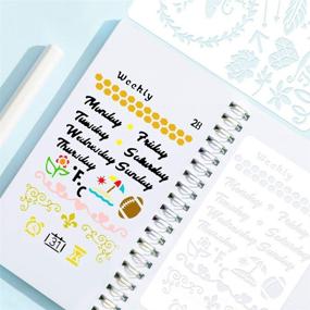 img 1 attached to 📚 Versatile 36-Piece Plastic Journal Stencil Set for Creative Journaling, Scrapbooking, and Artistic Projects: Templates for Notebook Diary, Drawing, and Scrapbook Designs - 4x7 Inch Size