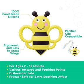 img 1 attached to 🐝 Sweetbee Multi-Textured Buzzy Bee Teether Toy - Soft, Soothing, and Easy to Hold (BPA Free, Freezer and Dishwasher Safe)