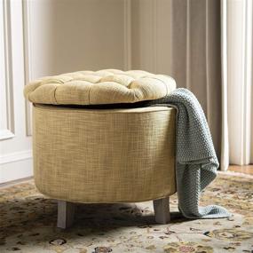 img 3 attached to 🔶 Safavieh Amelia Tufted Storage Ottoman in Elegant Gold - Practical and Stylish Solution