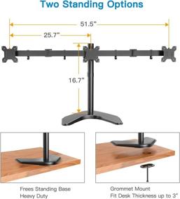 img 1 attached to HUANUO Triple Monitor Stand - Free Standing Fully Adjustable Arm for 13-24 Inch Monitors, Heavy-Duty Desk Mount Holds up to 22lbs Each