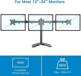 img 3 attached to HUANUO Triple Monitor Stand - Free Standing Fully Adjustable Arm for 13-24 Inch Monitors, Heavy-Duty Desk Mount Holds up to 22lbs Each