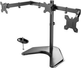img 4 attached to HUANUO Triple Monitor Stand - Free Standing Fully Adjustable Arm for 13-24 Inch Monitors, Heavy-Duty Desk Mount Holds up to 22lbs Each