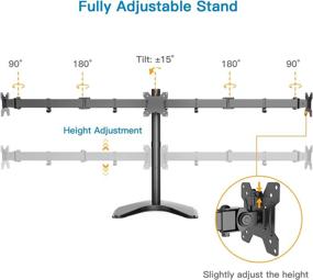 img 2 attached to HUANUO Triple Monitor Stand - Free Standing Fully Adjustable Arm for 13-24 Inch Monitors, Heavy-Duty Desk Mount Holds up to 22lbs Each