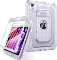 📱 zonefoker clear case for ipad mini 6 (8.3 inch, 2021 model) - built-in screen protector & pencil holder included, dual layer full-body shockproof rugged protective case for ipad mini 6th generation - clear logo