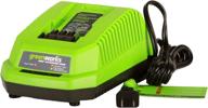 enhanced greenworks lithium ion battery charger with 40v power - model 29482 logo