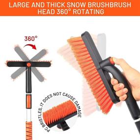 img 2 attached to 🧹 YUICHH 35.5-Inch Snow Brush with Ice Scraper | Car Windshield Snow Brush with Foam Grip | Extendable & Detachable | Ideal for Car, Truck, SUV | Vibrant Orange