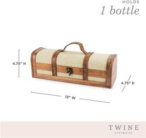 img 2 attached to 🎁 Classic Twine Vintage Trunk Bottle Gift Wine Box - Wooden, with Lid, Handle, Brass Accents, Faux Leather, Cloth, 1