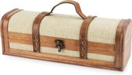 🎁 classic twine vintage trunk bottle gift wine box - wooden, with lid, handle, brass accents, faux leather, cloth, 1 logo