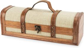 img 4 attached to 🎁 Classic Twine Vintage Trunk Bottle Gift Wine Box - Wooden, with Lid, Handle, Brass Accents, Faux Leather, Cloth, 1