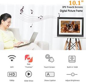 img 3 attached to Улучшенная цифровая фоторамка WiFi MARVUE Frameo 10.1 дюйма: сенсорный экран, HD 1080P, 16 ГБ памяти, автоматическое вращение, регулировка яркости, iOS и Android приложение