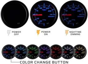 img 2 attached to 🌈 GlowShift Tinted 7 Color 100 PSI Oil Pressure Gauge Kit for Car & Truck - Black Dial, Smoked Lens - Electronic Sensor included - 2-1/16" 52mm