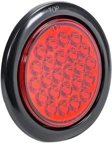 img 4 attached to 🚦 4-Inch Round Red LED Trailer Tail Light - DOT Approved Stop Brake Turn Lights for Trucks - IP67 Waterproof RV Semi Truck Taillight - 24 Bright LEDs With Colored Lens, Grommet & Plugs Included - 1 Pack