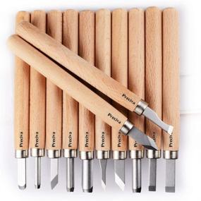 img 1 attached to 🔪 High-Quality Wood Carving Tools: Preciva 12-Piece SK2 Carbon Steel Sculpting Knife Kit for Handmade Wax DIY, Perfect for Beginners & Cutting Enthusiasts