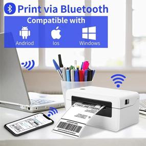img 3 attached to 🖨️ NefLaca Bluetooth Thermal Label Printer - High Speed 4x6 USB Shipping Label Maker for Windows, iPad, iPhone & Android Smart Phones (White-Bluetooth)