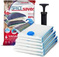 🧳 spacesaver premium vacuum storage bags 6 pack - maximize space with triple seal turbo-valve, double-zip seal, and hand-pump for travel - 80% more storage! логотип