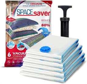 img 4 attached to 🧳 Spacesaver Premium Vacuum Storage Bags 6 Pack - Maximize Space with Triple Seal Turbo-Valve, Double-Zip Seal, and Hand-Pump for Travel - 80% More Storage!