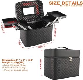 img 3 attached to 💼 HighFree Waterproof Black Foldable Tray Makeup Cosmetic Case with Mirror - Portable Train Organizer with Large Capacity and Multifunctional Toiletry Box