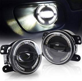 img 4 attached to 🚘 20W LED Fog Lights OVOTOR with 4-inch Diameter & Halo DRL for Jeep Wrangler JK, Dodge, Chrysler - Front Bumper Driving Lamps