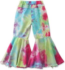 img 2 attached to 👧 Woshilaocai Toddler Kid Baby Girls Fall Clothing: Stylish Denim Jeans, Bell Bottom Flare Pants, and Tie Dye Leggings