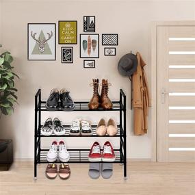 img 3 attached to 👞 Black 3-Tier Metal Shoe Rack Organizer - Stable Stackable Shoe Storage Shelf for Entryway, Closet, Hallway - Shoe Racks Tower for Efficient Closet Organization