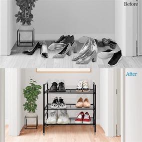 img 1 attached to 👞 Black 3-Tier Metal Shoe Rack Organizer - Stable Stackable Shoe Storage Shelf for Entryway, Closet, Hallway - Shoe Racks Tower for Efficient Closet Organization