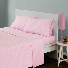 img 4 attached to Mi Zone 100% Cotton Percale Ultra Soft Pink Polka Dot Twin Sheet Set: Cozy and Stylish Bedding!