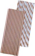 🌹 50 pack of 7.75-inch rose gold solid and stripe foil paper straws by outside the box papers brand logo