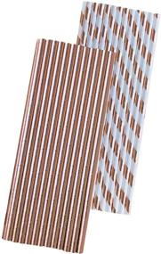 img 4 attached to 🌹 50 Pack of 7.75-Inch Rose Gold Solid and Stripe Foil Paper Straws by Outside the Box Papers Brand