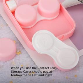 img 1 attached to 👀 Оптический набор для ухода: два чехла для контактных линз и набор для ухода за зрением - модный набор розовых цветных контактных линз для женщин.