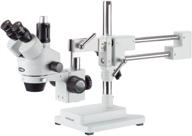 🔬 amscope sm-4tp trinocular stereo zoom microscope - professional grade with simultaneous focus control, wh10x eyepieces, 7x-45x magnification, 0.7x-4.5x zoom objective, ambient lighting, double-arm boom stand logo